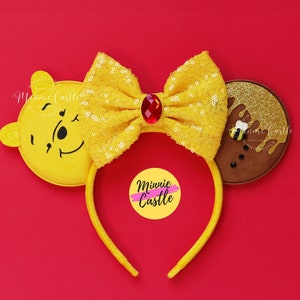 Bear Pooh Mouse Ears, Mickey Ears, Bear Mickey Ears, Minnie Ears, Mouse Ears Headband, Bear and Honey Pot Ears, Characters Ears