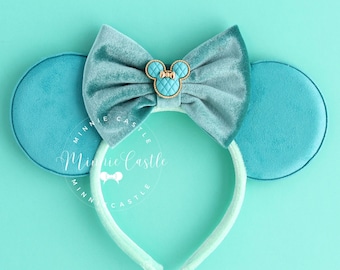 Mickey Ears, Teal Mickey Ears, Velvet Mouse Ears, Minnie Ears, Minnie Charm Mickey Ears, Mouse Ears Headband, Mickey Ears, Velvet Ears