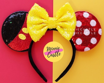 Red White Polka dots Mickey Ears, Mickey Ears, Minnie Ears, Minnie Pants Mouse Ears, Minnie Ears, Mouse Ears Headband, Mickey Ears