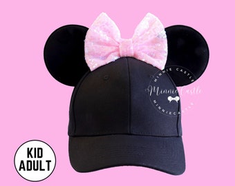 ミニーマウス・ミッキーマウス 耳付き帽子 ミニーマウスの帽子、大人と子供用のディズニー帽子、ミニーの耳