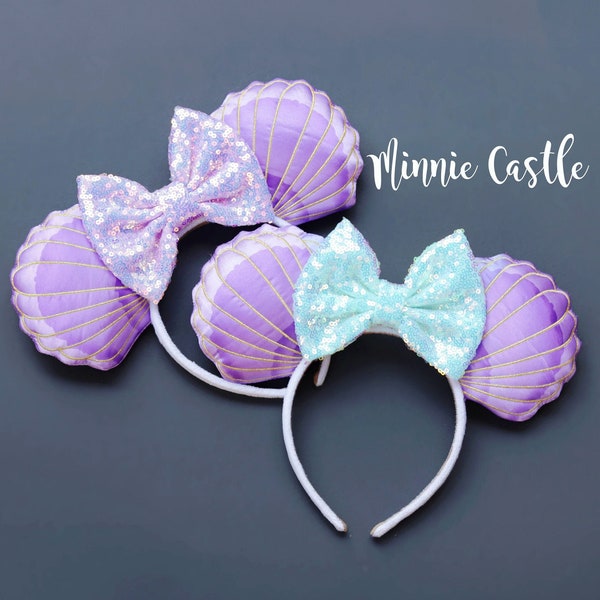 Seashells Mermaid Ears, Mickey ears, Mermaid Mickey ears, Minnie Ears, Scale Mickey Ears, Under the Sea Mermaid ears, Minnie ears