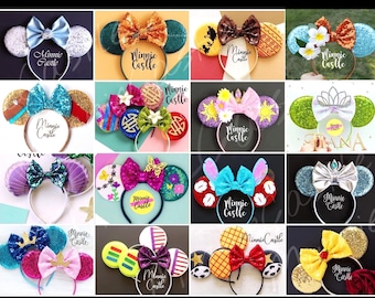Minnie ears, Mickey ears, princess Mouse ears, characters Mickey ears, Birthday Minnie ears, Halloween costume ears for adults and kids