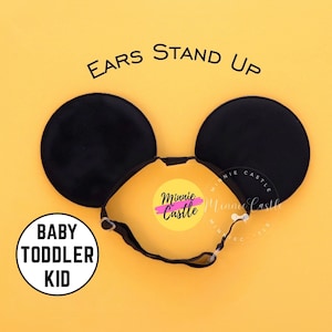 Orejas de Mickey negras, orejas de Mickey, orejas de ratón para bebés niños pequeños, orejas de Mickey lisas, orejas de Minnie, diadema elástica con orejas de ratón sin brillantina