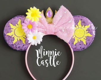 Rapunz Ears, Mickey Ears, Tangle Minnie Ears, Princess Ears, Minnie Ears, Mouse Ears headband, Mickey Ears, Characters Mouse Ears