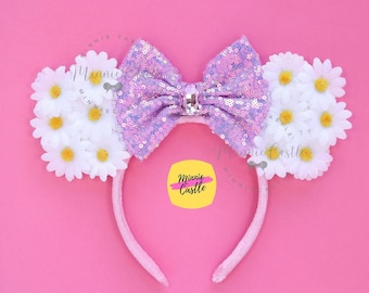 Pastel Floral Mouse Ears Headband | Spring Daisy Cosplay for Family Vacation | Magical Park Accessories