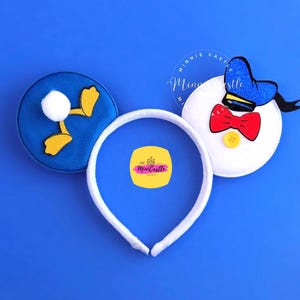 White Duck Mouse Ears for Boys | Sailor Blue No Bow Men Ears Headband | Toddler Kids Adults Vacation Trip Costume Party Gift