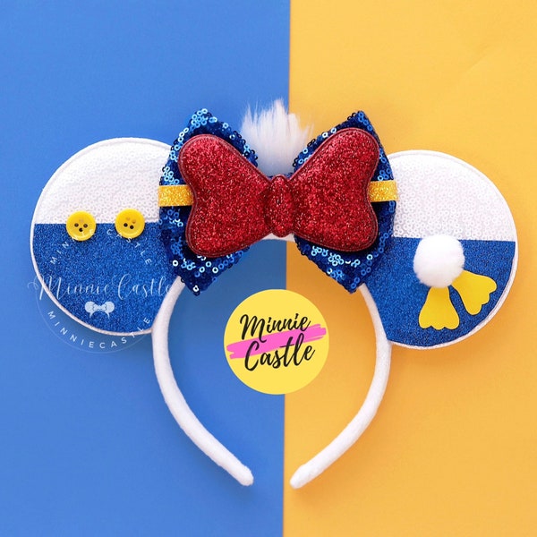 Donald Mickey ears, Mickey ears, White Duck Mouse Ears, Minnie Ears, Mouse Ears headband, Mickey Ears, Characters