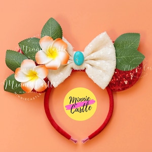 Moanas Ears, Moanas Mickey Ears, Mickey Ears, Hawaiian Flower Mouse Ears, Minnie Ears, Mouse Ears Headband, Princess Ears, Charters Ears