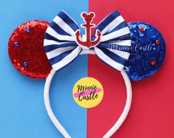 Cruise Nautical Mouse Ears Headband with Bow | | Magical Theme Park Accessories