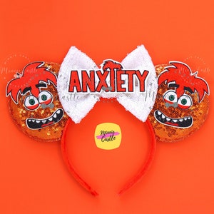 Anxiety Emotion Ears, Mickey Ears, Minnie Ears, Inside and Out, Costume Mouse Ear Headband, Characters Ear Gift for Girls, Adults and Kids,