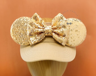 Visiera di Topolino, Orecchie di Topolino, Visiera per orecchie di Minnie oro champagne, Orecchie di Minnie, Cappello orecchie di Topolino, Orecchie di Minnie, Visiera orecchie di topo, Cappello orecchie di Minnie