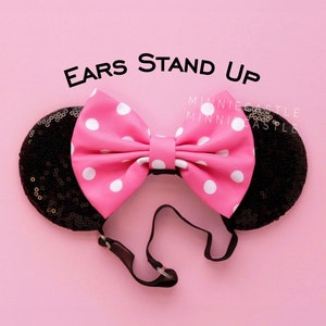 Pink Polka dots Mickey Ears, Mickey Ears, Baby Toddlers Minnie Ears, Minnie Ears, Pink White Polka dots Mouse Ears Elastic Headband