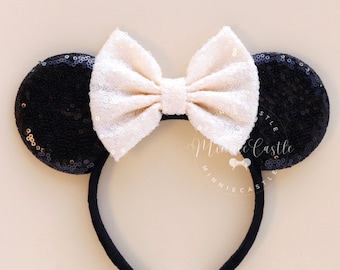 Ivory Bow Mickey Ears, Minnie Ears, Mickey Ears, Black Mouse Ears, Mouse Ears Headband, Blush Mickey Ears, Mickey Ears, Blush Minnie Ears