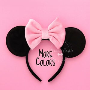Black and Pink Ears, Mickey Ears, Minnie Ears, Velvet Mickey Ears, Black Matte Mouse Ears Headband, Birthday Gift for Friends, Kids & Adults