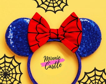 Spider Mickey Ears, Mickey Ears, Minnie Ears, Super Hero Minnie Ears, Mouse Ears Headband, Spider Minnie Ears for Adults Kids