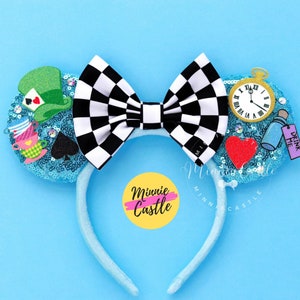 Alice Mouse ears, Mickey ears, Alice Minnie Ears, Minnie Ears, Mouse Ears headband, Wonderland Mouse ears, Mickey Ears, Characters Ears