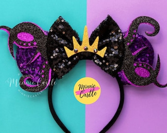 Ursula Ears, Little Mermaid Mickey Ears, Minnie Ears, Mickey Ears, Sea Witch Ears, Halloween Ears, Mickey Ears, Mouse Ears headband