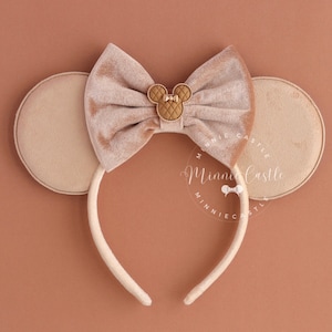 Beige & Light Brown Ears, Mickey Ears, Velvet Mouse Ears, Minnie Ear, Minnie Charm Mickey Ears, Cream Ears, Mouse Ears Headband for All Ages