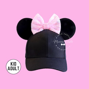 Mickey Ears Hat, Mickey Ears Baseball Hat, Minnie Ears Hat with Bow, Mickey Ears Baseball Cap, Mouse Ears  Adults and Kids, Minnie Ears Hat