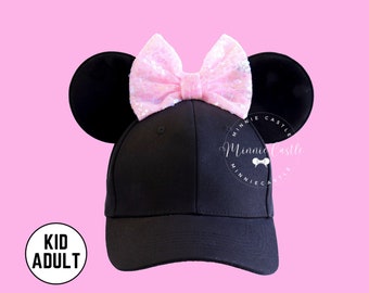 Mickey Ears Hat, Mickey Ears Baseball Hat, Minnie Ears Hat with Bow, Mickey Ears Baseball Cap, Mouse Ears  Adults and Kids, Minnie Ears Hat