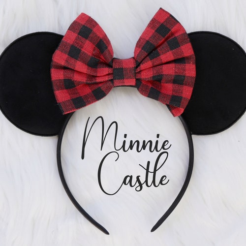 Buffalo Plaid Minnie Ears, Buffalo Plaid Christmas ears, Christmas Minnie ears, Christmas ears, Winter Minnie ears, Holiday Disney ears