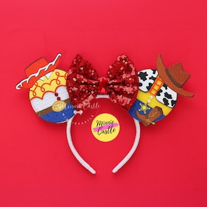 Cowboy Cowgirl Mouse Ears with Hats | Sheriff Toy Theme Headband | Park Costume Accessories