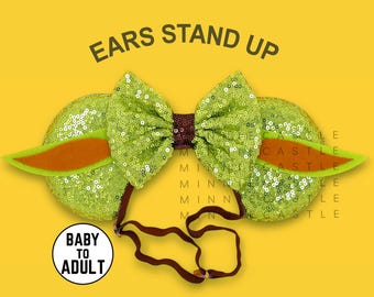 Cute Alien Baby Mouse Ears with Elastic Headband, Mickey ears, Minnie Ears, S Wars Green Ears for Babies, Kids & Adults, Characters Ears
