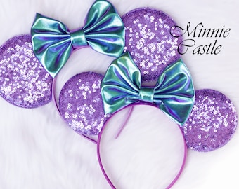 Mouse Ears Iridescent Light Purple Sequin Headband Mickey Minnie Ears