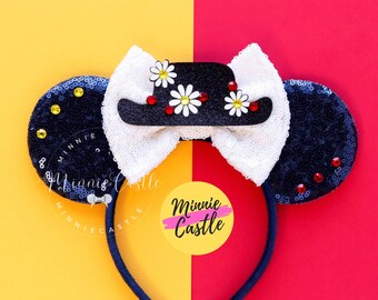 Mary Poppin ears, Mickey ears, Minnie ears, Mary Poppin Mickey ears, Mouse Ears Headband, Characters Ears, Mary Poppin Mouse ears