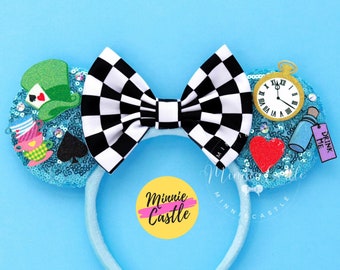 Alice ears, Mickey ears, Alice Mickey Ears, Minnie Ears, Mouse Ears headband, Wonderland Mouse ears, Mickey Ears, Characters Ears