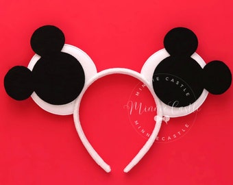 Big Mouse Head Ears, Mickey Ears, Black & White Mouse Ears for Boys, Minnie Ears, Custom Color Mickey Birthday Headband, Non Glitter Ears