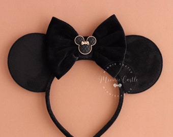 Mickey Ears, Black Mickey Ears, Velvet Mouse Ears, Minnie Ears, Minnie Charm Mickey Ears, Minnie Ears, Mouse Ears Headband, Black Ears