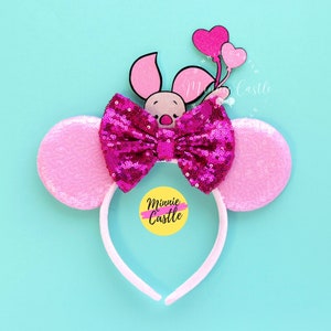 Pink Pig Mouse ears, Mickey Ears, Minnie Ears, Mouse Ears Headband for Girls & Women, Characters Ears, Piggy Ears for Adults and Kids