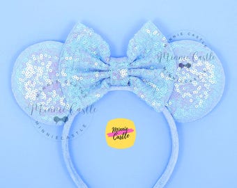 Mouse Ears Baby Blue Headband Mickey Minnie Sequin Ears for Kids & Adults