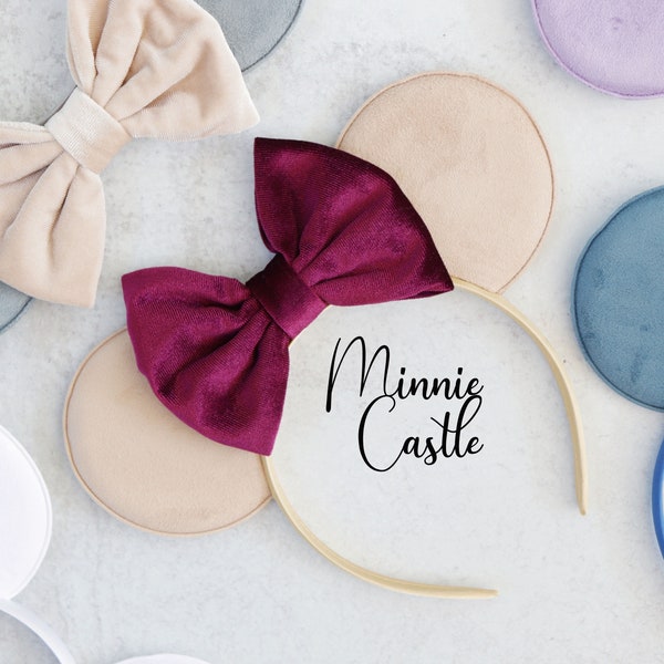 Mickey Ears, Beige Mickey Ears, Maroon Mouse Ears, Minnie Ears, Velvet Mickey Ears, Minnie Ears, Mouse Ears Headband, Mickey Ears