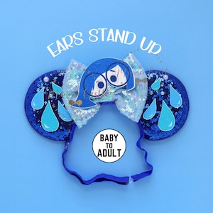 Sadness Emotion Ears, Mickey Ears, Adult Minnie Ears, Inside and Out, Baby Toddler & Kid Mouse Ears, Adjustable Elastic Comfortable Headband