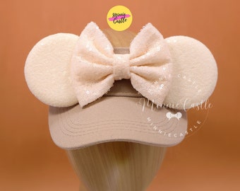 Mickey Visor, Mickey Ears, Beige Mickey Ears Visor, Ivory Minnie Ears, Mickey Ears Hat, Minnie Ears, Mouse Ears Visor, Minnie Ears Hat