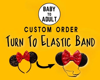 Mickey Ears, Custom Mickey Ears, Baby Toddlers Minnie Ears, Minnie Ears, Turn to Mouse Ears With Elastic Headband -SEQUIN Ears Only-