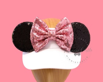 Mickey Visor, Mickey Ears Visor, Minnie Ears, Mickey Ears, Mickey Ears Hat, Pink white Mickey Visor, Mouse Ears Visor, Minnie Ears Hat