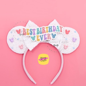 Best birthday Ever Ears, Mickey ears, Birthday Minnie ears, Mouse Ears Headband, Birthday Girl Gift for Kids to Adults, Pastel Colors
