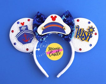 Mickey Cruise Ears, Cruise Mickey Ears, Mickey Ears, Wish Cruise Mouse ears, Minnie Ears, Magic Cruise Mouse ears Headband, Nautical ears,