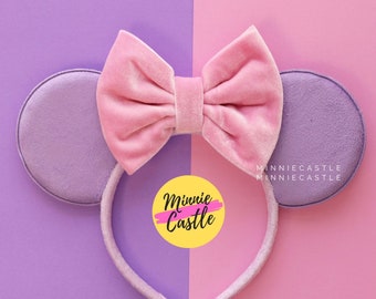 Mickey Ears, Lavender Mickey Ears, Pink Bow Mouse Ears, Minnie Ears, Mouse Ears Headband, Velvet Mickey Ears, Mickey Ears, Daisy Mickey Ears