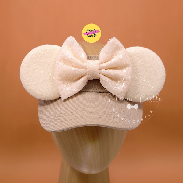 Mickey Visor, Mickey Ears, Beige Mickey Ears Visor, Ivory Minnie Ears, Mickey Ears Hat, Minnie Ears, Mouse Ears Visor, Minnie Ears Hat