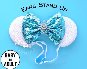 Elsa Mickey Ears, Frozen Mouse Ears, Toddler Mickey Ears, Princess Ears, Minnie Ears, Mouse Ears with Elastic Headband, Mickey Ears