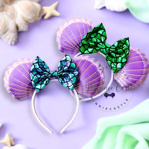 Seashells Mermaid Ears, Mickey ears, Mermaid Mickey ears, Minnie Ears, Scale Mickey Ears, Under the Sea Mermaid ears, Minnie ears