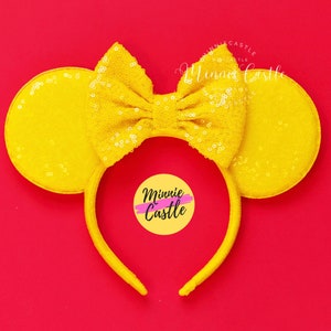 Yellow Mouse Ears, Mickey Ears, Minnie Ears, Yellow Sequin Mouse Ears, Mouse Ears Headband, Mickey Ears, Mickey Ears, Characters Ears