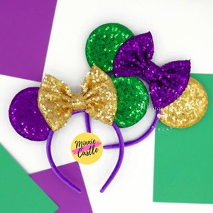 Mardi Gras Mouse Ears, Mickey Ears, Mardi Gras Mouse Ears, Minnie Ears, Mouse Ears Headband, Mardi Gras  Ears, Mickey Ears, Characters Ears