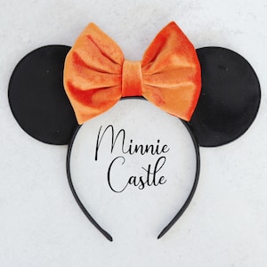 Black and Orange Halloween Minnie ears, Halloween Ears, Halloween Velvet Minnie Ear, Velvet Mickey Ears, Velvet Mickey ears