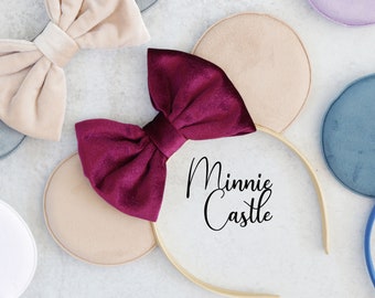 Mickey Ears, Beige Mickey Ears, Maroon Mouse Ears, Minnie Ears, Velvet Mickey Ears, Minnie Ears, Mouse Ears Headband, Mickey Ears