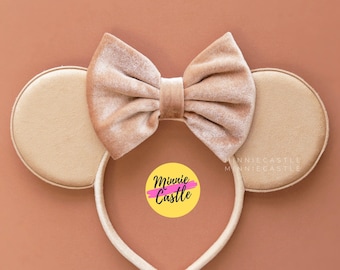 Mickey Ears, Beige Mickey Ears, Velvet Mouse Ears, Minnie Ears, Mouse Ears Headband, Mickey Ears, Beige Ears, Mickey Ears, Minnie Ears